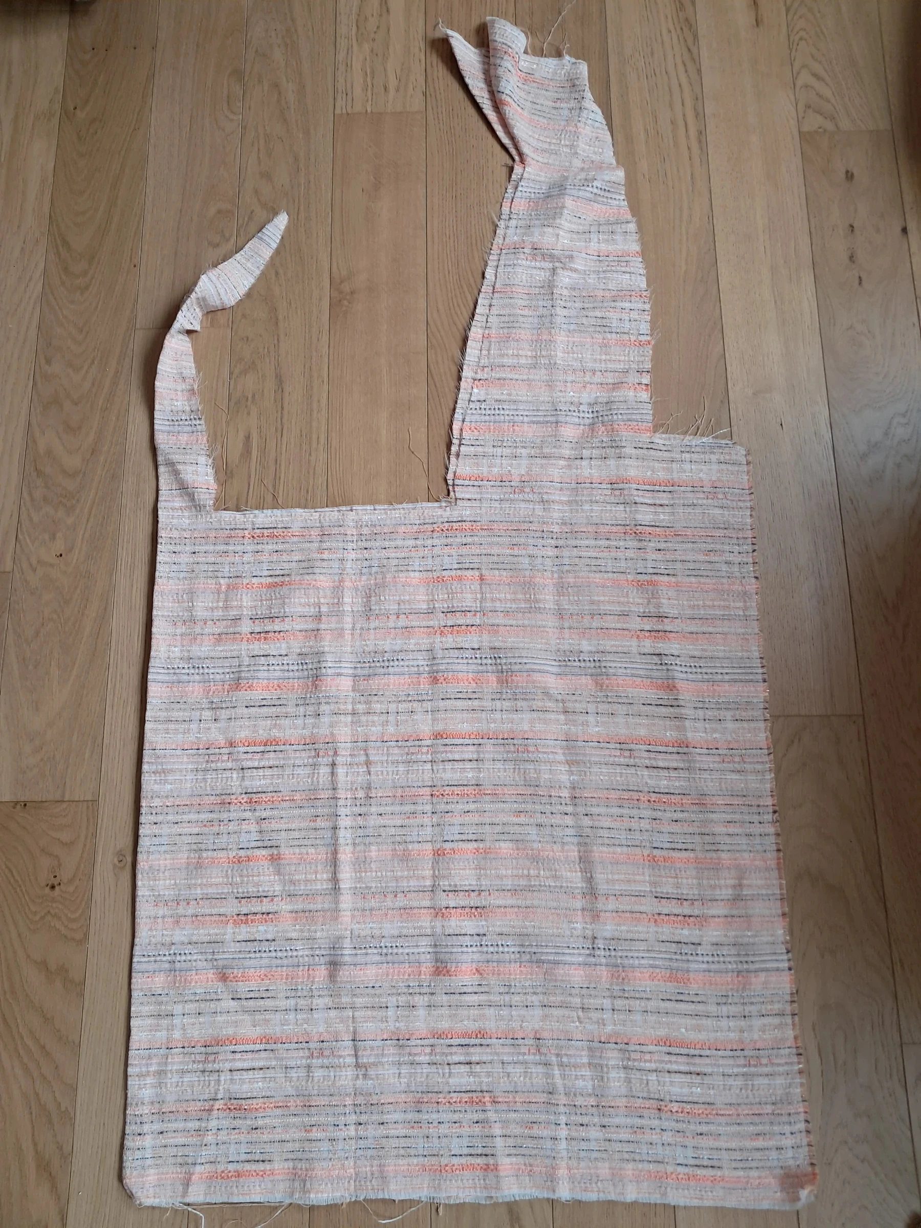 Tissu - Jacquard rayures saumon, beige et gris bleuté